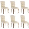 vidaXL spisebordsstole 6 stk. h&oslash;r-look stof beige