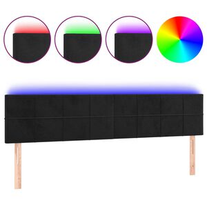 vidaXL sengegavl med LED-lys 160x5x78/88 cm velour sort