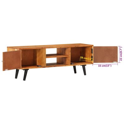 vidaXL tv-bord med låger 112x30x40 cm massivt akacietræ og metal