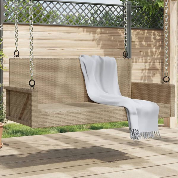 vidaXL gyngebænk 119x56x48 cm polyrattan beige