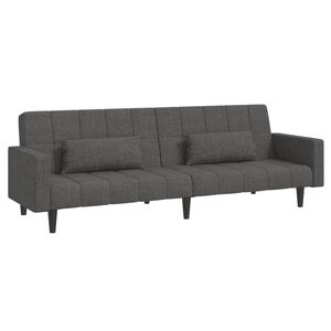 vidaXL 2-personers sovesofa med 2 puder stof m&oslash;rkegr&aring;