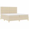 vidaXL LED Box Spring Bed med madras Creme 200 x 200 cm Stof