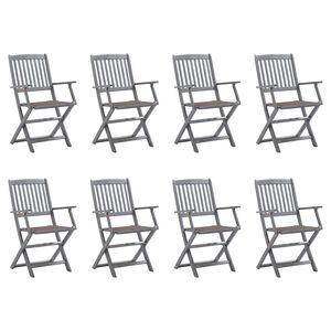 vidaXL foldbare havestole 8 stk. med hynder massivt akacietr&aelig;