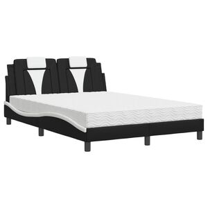 vidaXL seng Viana med madras 140x190 cm kunstl&aelig;der sort og hvid