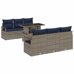 vidaXL Havesofa S&aelig;t 7 stk. 6-Antal s&aelig;der Gr&aring; polyrattan