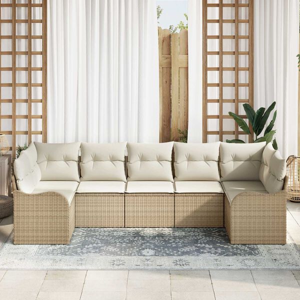 vidaXL Havesofa S&aelig;t Beige polyrattan