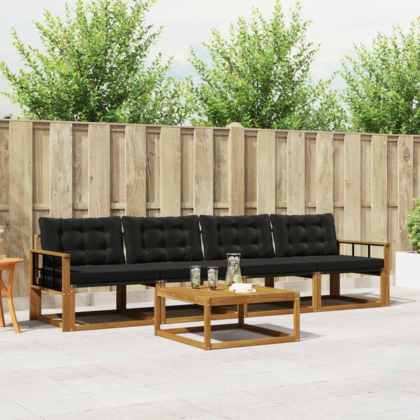 vidaXL Udend&oslash;rs sofagruppe med pude 5 pcs Naturlig og sort