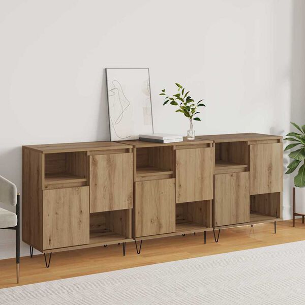 vidaXL Sideboard 3 pcs Artisan Egetr&aelig; 60 x 35 x 70 cm