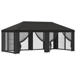 vidaXL Pavillon med sidetapper 6 x 3 m Antracit Polyester og St&aring;l 190