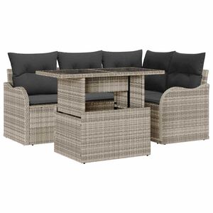 vidaXL Havesofa S&aelig;t 5 stk. Lysegr&aring; Poly Rattan