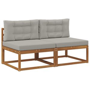 vidaXL Udend&oslash;rs Mellem Sofa med pude 2 Stk Naturfarvet
