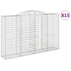 vidaXL buede gabionkurve 15 stk. 300x50x180/200 cm galvaniseret jern