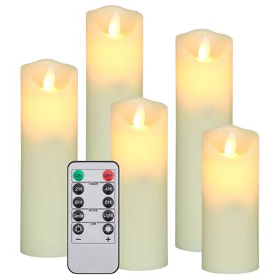 vidaXL LED-stearinlyssæt 5 dele med fjernbetjening varmt hvidt lys