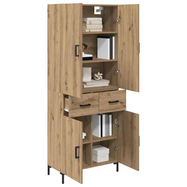 vidaXL Highboard Artisan Egetr&aelig; 69,5 x 34 x 180 cm Konstrueret tr&aelig;