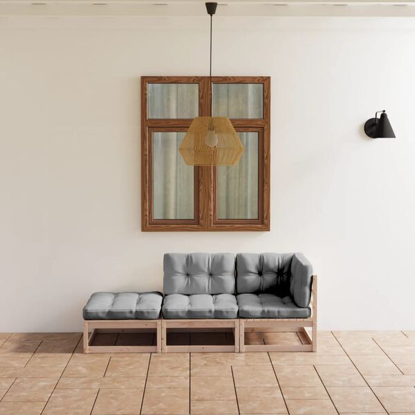 vidaXL loungesæt til haven 3 dele med hynder massivt fyrretræ