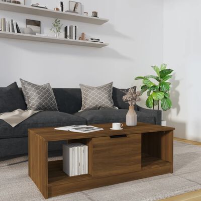 vidaXL sofabord 102x50x36 cm konstrueret træ brun egetræsfarve