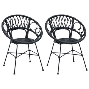 vidaXL Spisestuestol 2 pcs Sort 49 x 51 x 81 cm Rattan og Jern