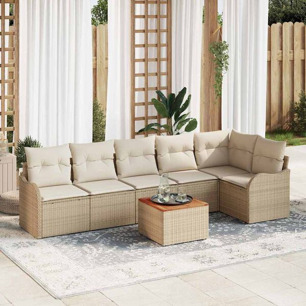 vidaXL Havesofa S&aelig;t 7 pcs Beige Poly rattan