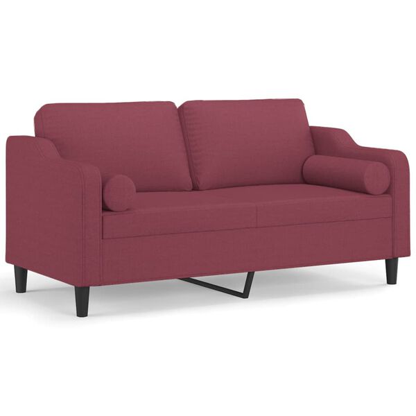 vidaXL 2-personers sofa med pyntepuder 140 cm stof vinr&oslash;d