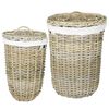 vidaXL Vasket&oslash;jskurv med l&aring;g GENDT 2 stk. Naturlig gr&aring; Kubu rattan