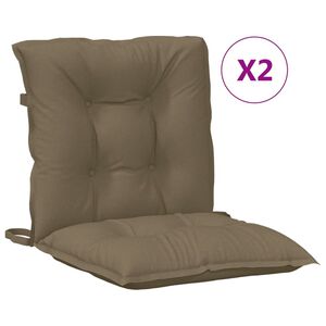 vidaXL stolehynder med lav ryg 2 stk. 100x50x7 cm stof gr&aring;brun