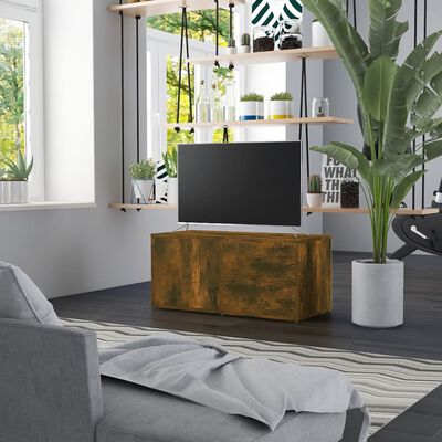 vidaXL tv-bord 80x34x36 cm konstrueret træ røget egetræsfarve