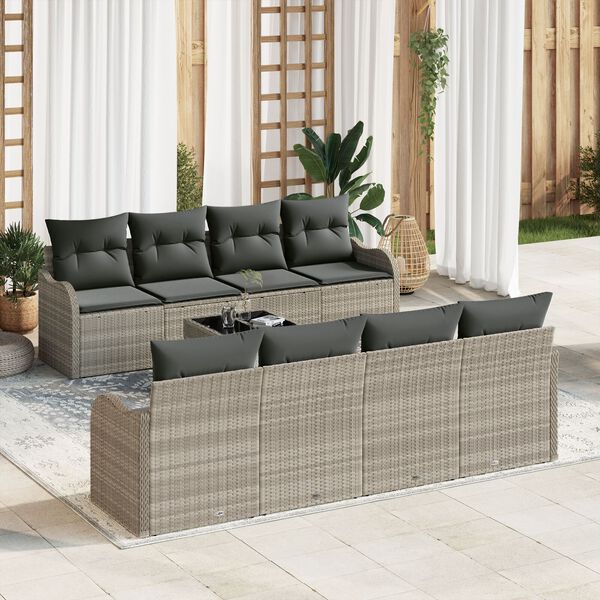 vidaXL Havesofa S&aelig;t Lysegr&aring; 55 x 55 x 37 cm polyrattan