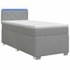 vidaXL Box Spring Seng med Madras og LED Lysegr&aring; 90 x 200 cm Stof