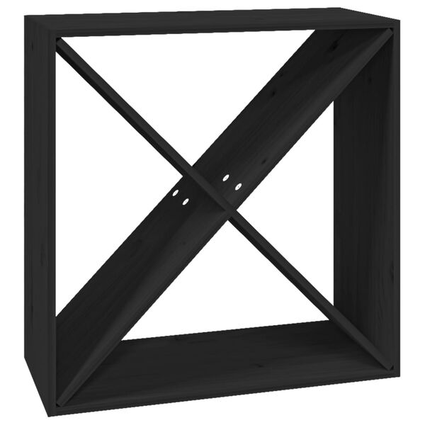 vidaXL vinreol 62x25x62 cm massivt fyrretræ sort