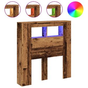 vidaXL sengegavl med LED 100x18,5x103,5 cm konstrueret tr&aelig; antikt tr&aelig;