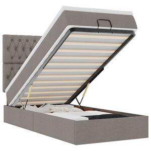 vidaXL ottoman seng med madras m&oslash;rkegr&aring; 90x200 cm gr&aring;brun