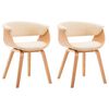 vidaXL spisebordsstole 2 stk. bøjet træ og kunstlæder cremefarvet