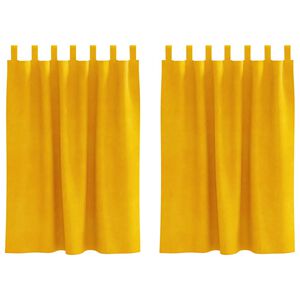 vidaXL M&oslash;rkl&aelig;gningsgardiner 2 pcs Sennepsgul 140 x 140 cm Fl&oslash;jl