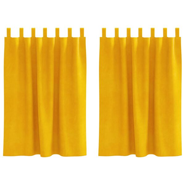 vidaXL M&oslash;rkl&aelig;gningsgardiner 2 pcs Sennepsgul 140 x 140 cm Fl&oslash;jl