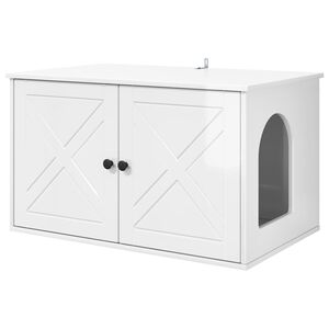 vidaXL Kat Hus Gloss Hvid 85 x 55 x 50,5 cm Konstrueret tr&aelig;