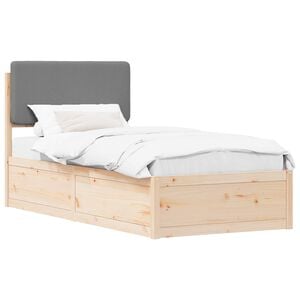 vidaXL Sengestel med Polstret Hovedgavl Lysegr&aring; 100 x 200 cm
