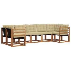 vidaXL Udend&oslash;rs sofagruppe med pude 7 pcs Naturlig og Beige
