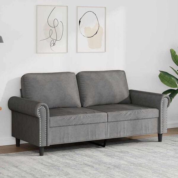 vidaXL 3-personers sofa 180 cm fl&oslash;jl m&oslash;rkegr&aring;