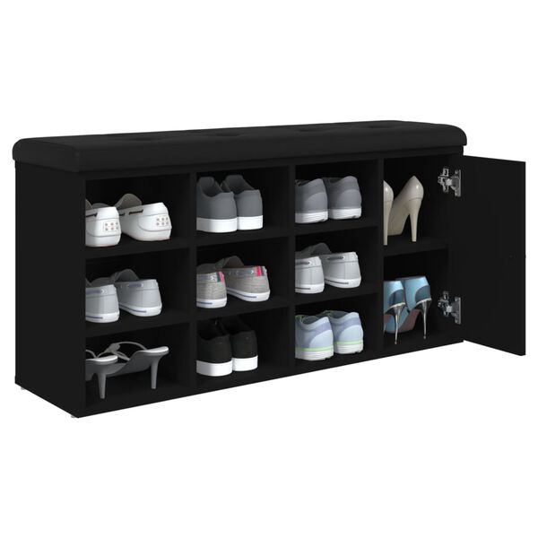 vidaXL skobænk 102x32x50 cm konstrueret træ sort