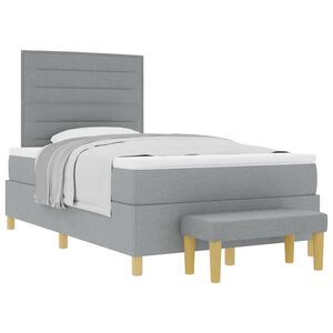 vidaXL Box spring seng med hovedg&aelig;rde Lysegr&aring; 190 x 120 cm Stof