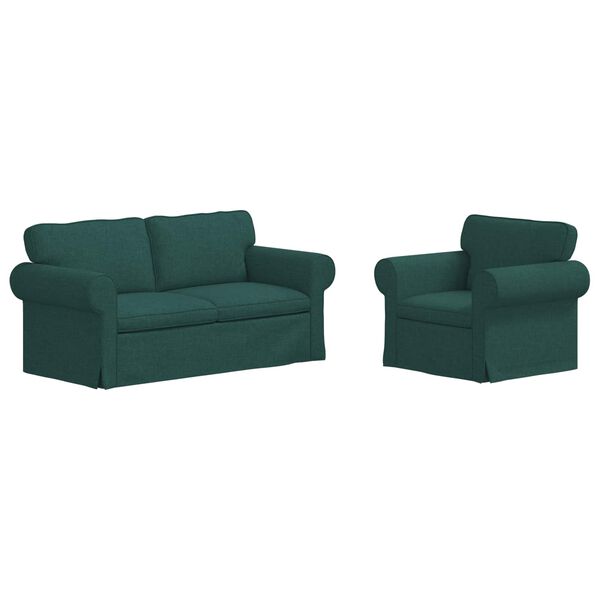 vidaXL Sofa 2 pcs M&oslash;rkegr&oslash;n 175 x 82 x 80 cm Stof