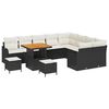 vidaXL Havesofa S&aelig;t med pude 12 pcs Sort polyrattan