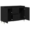 vidaXL Sideboard med skuffe Sort eg 101,5 x 35 x 70 cm Konstrueret træ