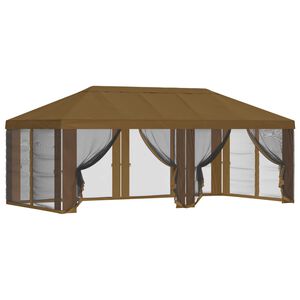 vidaXL Gazebo Cover med sidev&aelig;gge Gr&aring;brun 600,5 x 300,5 cm Polyester