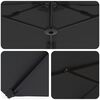 vidaXL Havekant parasol Sort 372 x 198 x 243 cm Pulverlakeret Stål