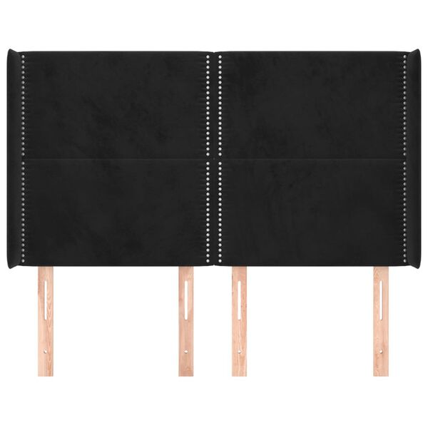 vidaXL sengegavl med kanter 147x16x118/128 cm fl&oslash;jl sort