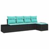 vidaXL Havesofa S&aelig;t 5 stk. Sort og turkis polyrattan