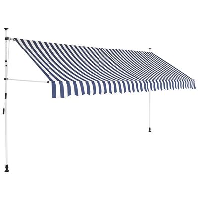 vidaXL foldemarkise manuel betjening 350 cm blå og hvid striber