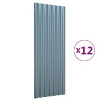 vidaXL tagplader 12 stk. 100x36 cm pulverlakeret stål grå
