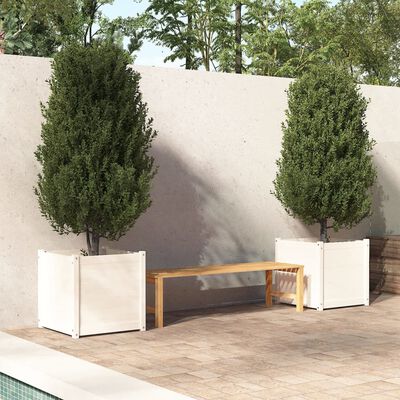 vidaXL plantekasser 2 stk. 60x60x60 cm massivt fyrretræ hvid